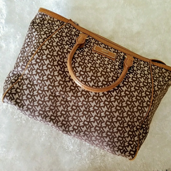Dkny Handbags - DKNY logo fabric bag with leather handles